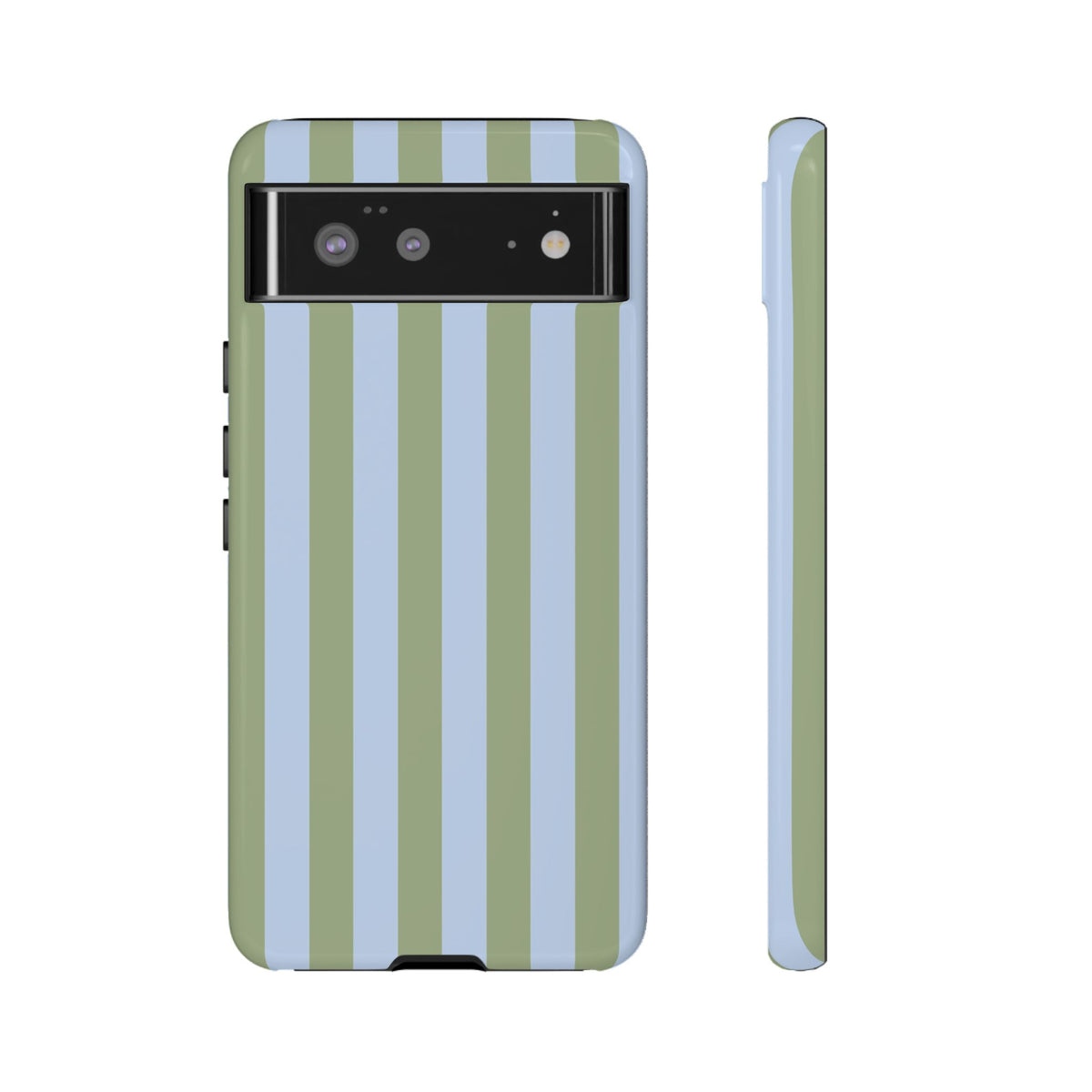 Trendy Ice Blue & Green Stripe Pattern Phone Case - Blue Phone Case - Google Pixel 6 / Glossy