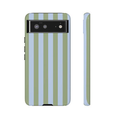 Trendy Ice Blue & Green Stripe Pattern Phone Case - Blue Phone Case - Google Pixel 6 / Glossy