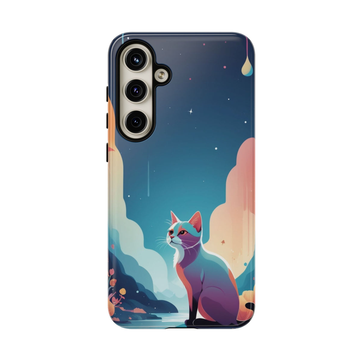 Stylised Cat Design Phone Case - Multicolor Phone Case - Samsung Galaxy S24 Plus / Glossy