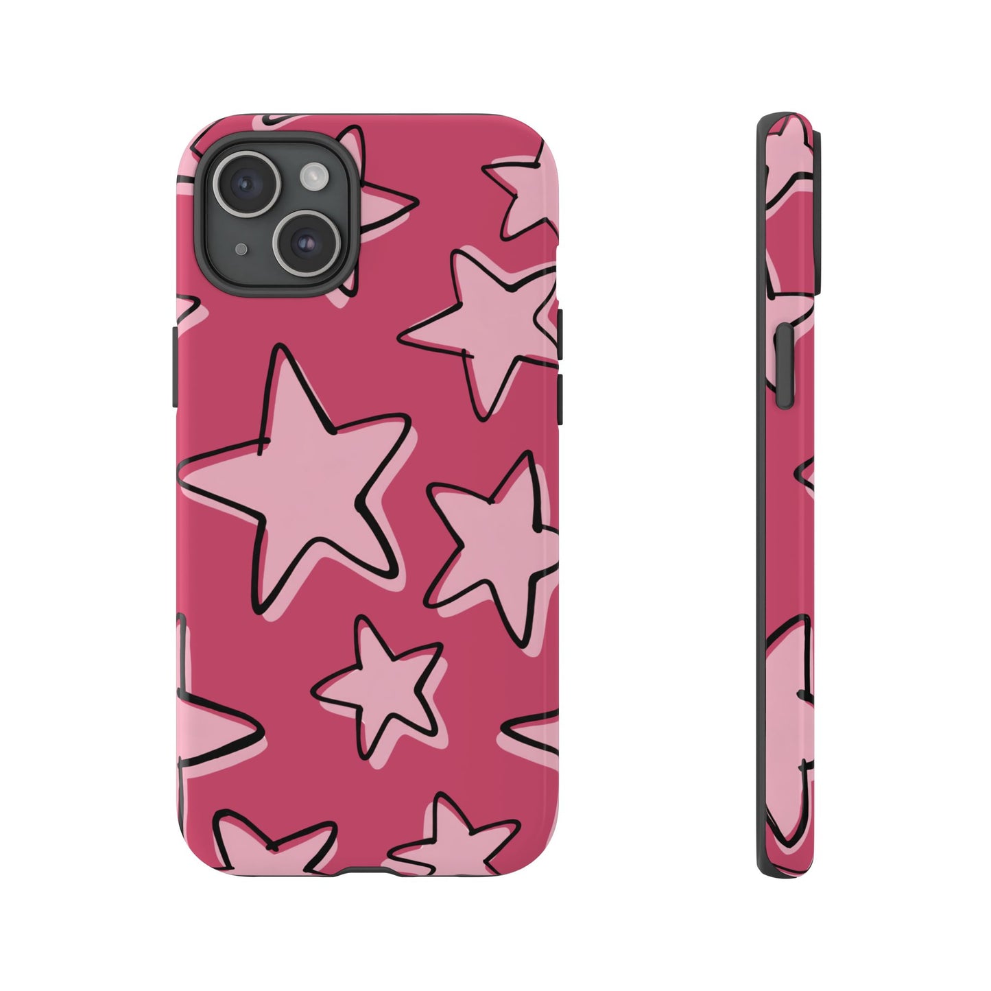 Raspberry Pink Doodle Star Phone Case