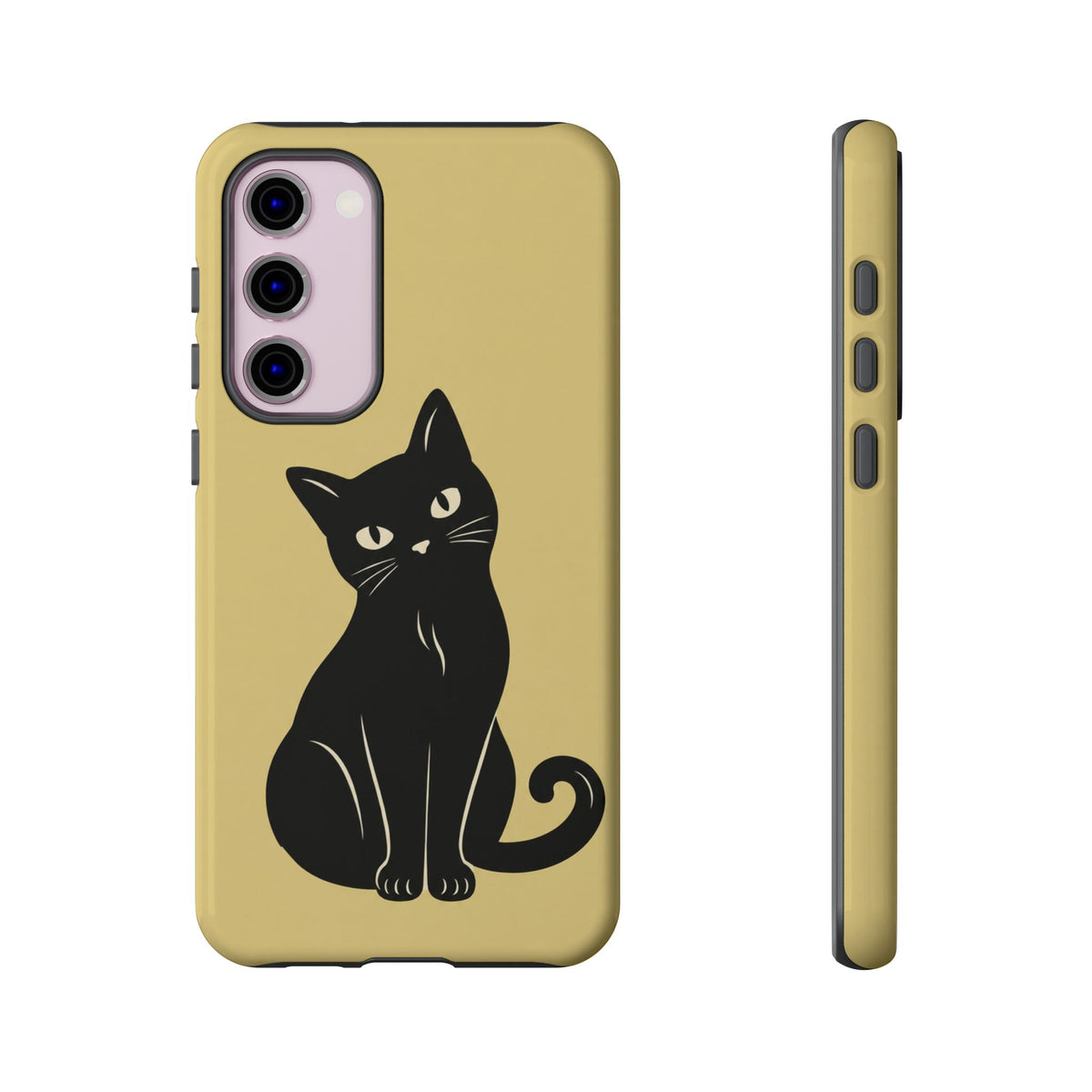 Minimalist Butter Yellow & Black Cat Phone Case