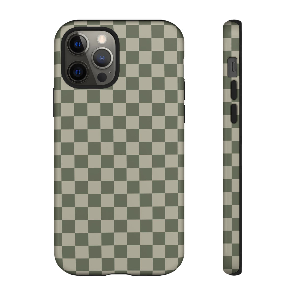 Bold Olive Green Checked Pattern Phone Case - Green Phone Case - iPhone 12 Pro / Glossy