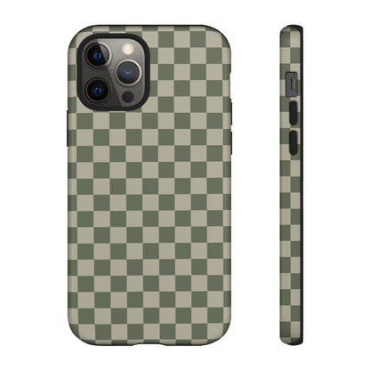 Bold Olive Green Checked Pattern Phone Case - Green Phone Case - iPhone 12 Pro / Glossy