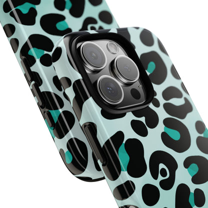Cool Aqua Leopard Print Phone Case