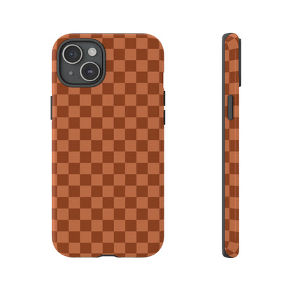 Bold Brown Small Checked Pattern Phone Case - Brown Phone Case - iPhone 15 Plus / Glossy