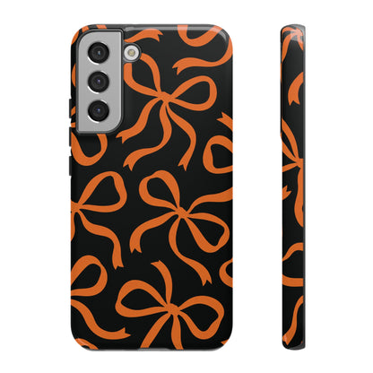 Bold Black and Burnt Orange Bow Pattern Phone Case