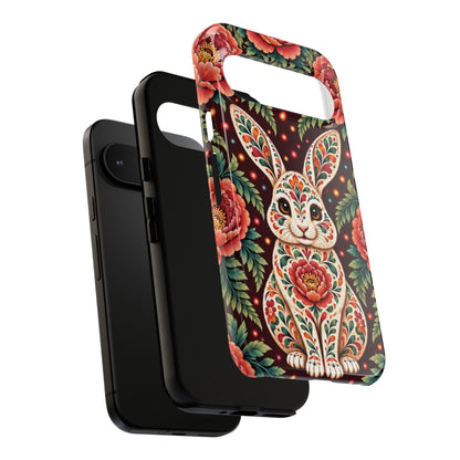 Cute Terracotta and Teal Calavera Bunny Phone Case - Phone Case