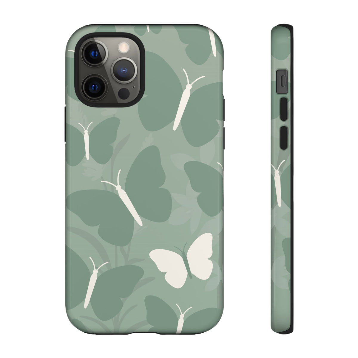 Minimalist Mint Green Butterfly Pattern Phone Case - Green Phone Case - iPhone 12 Pro / Glossy