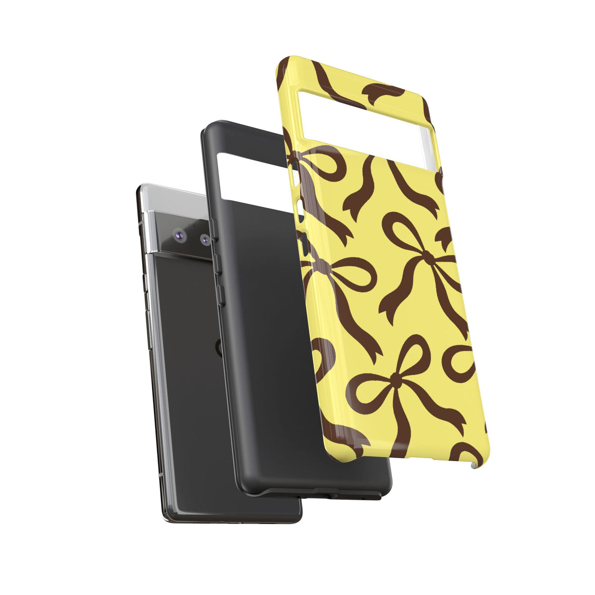 Bold Butter Yellow and Chocolate Brown Bow Pattern Phone Case - Yellow Phone Case