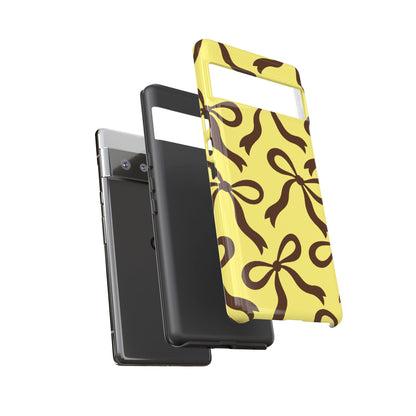 Bold Butter Yellow and Chocolate Brown Bow Pattern Phone Case - Yellow Phone Case