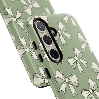 Chic Sage Green Bow Pattern Phone Case