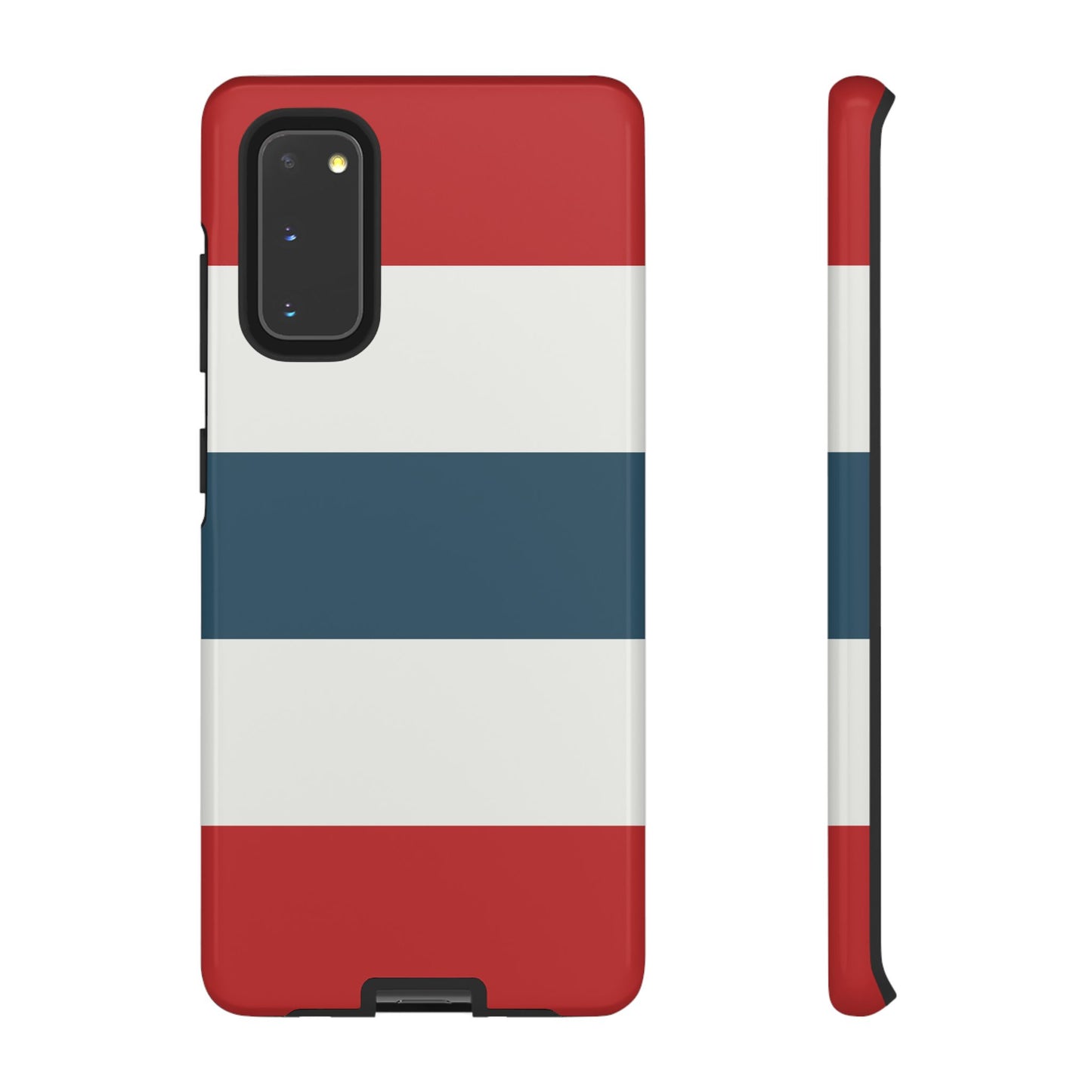 Samsung Galaxy S20 / Glossy Phone Case - Red White & Blue Horizontal Stripe Pattern Phone Case