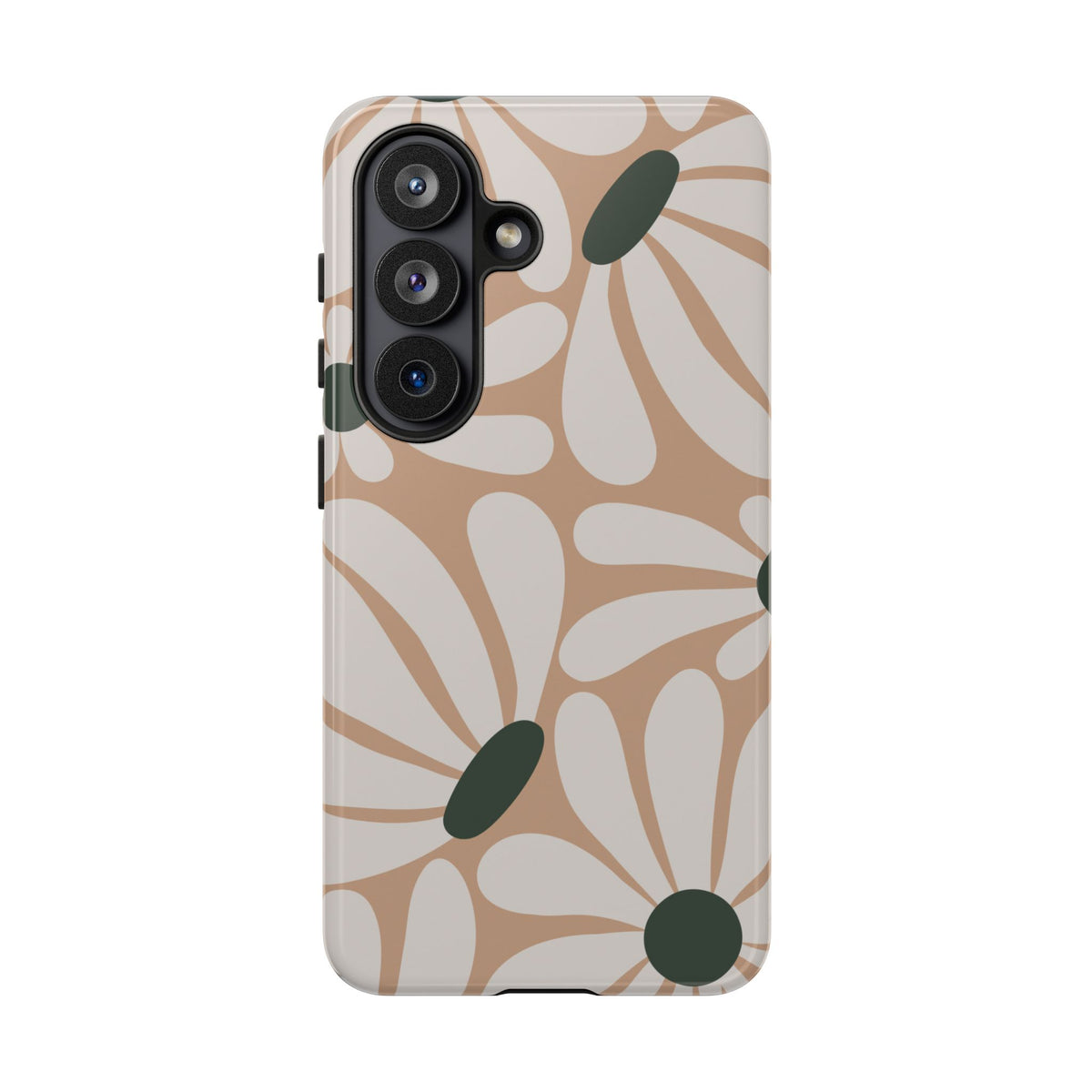 Retro Beige & White Daisy Pattern Phone Case - Beige Phone Case - Samsung Galaxy S26 / Glossy