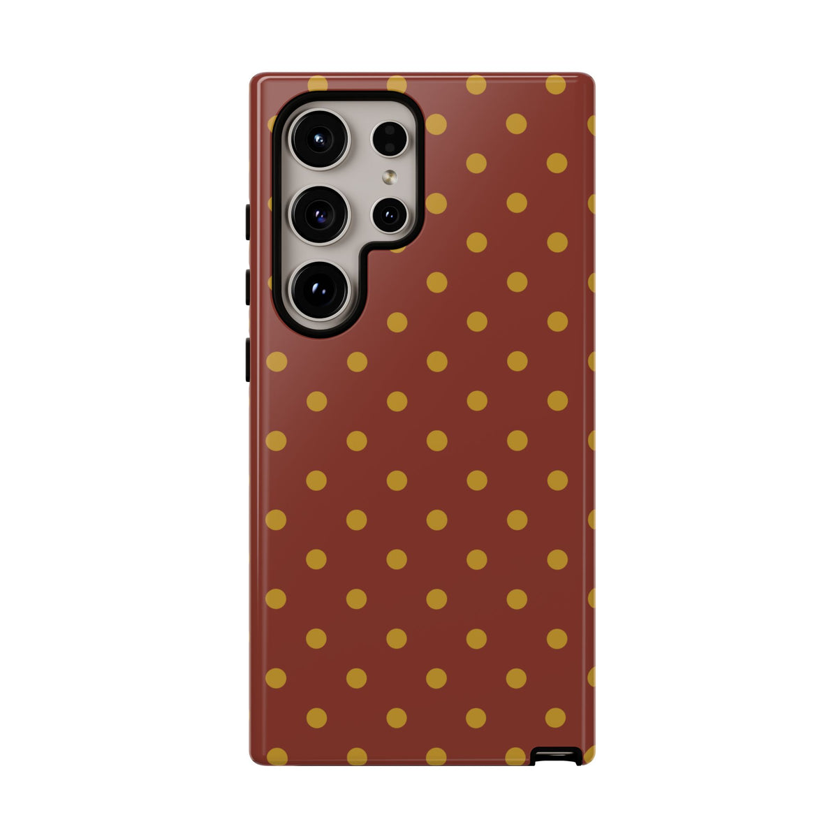 Trendy Brown & Mustard Dot Pattern Phone Case - Brown Phone Case - Samsung Galaxy S24 Ultra / Glossy