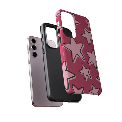 Raspberry Pink Doodle Star Phone Case