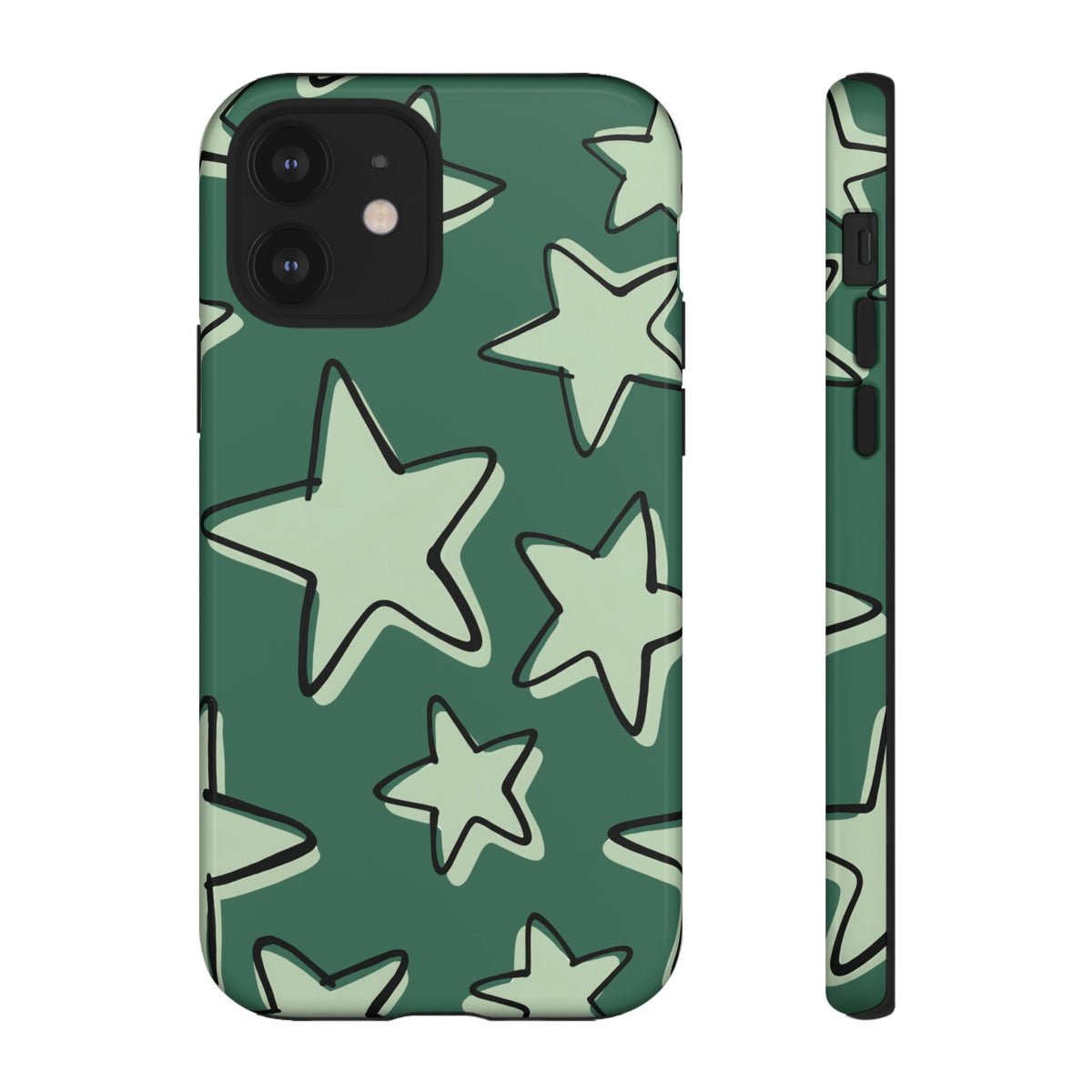 Forest Green Doodle Star Phone Case