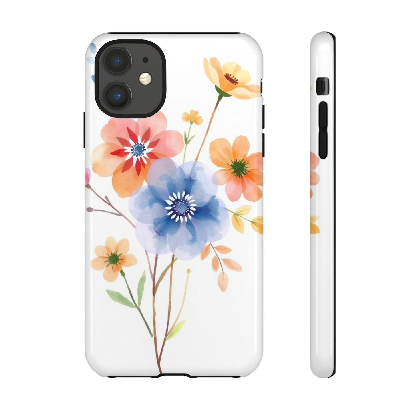 iPhone 11 / Glossy Phone Case - Boho Chic Watercolour Bouquet Pattern Phone Case