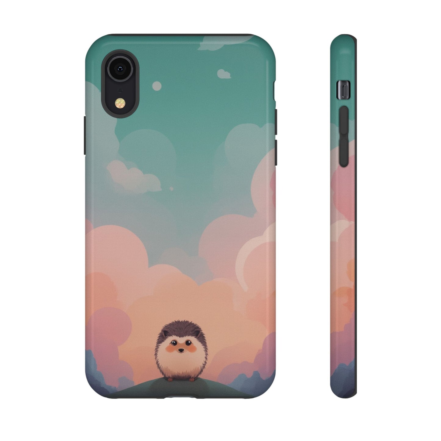 iPhone XR / Glossy Phone Case - Cute Hedgehog & Cloud Design Phone Case