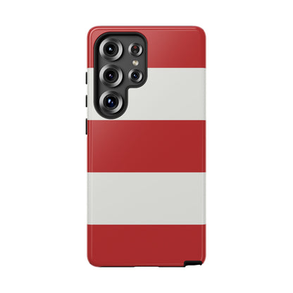 Samsung Galaxy S25 Ultra / Glossy Phone Case - Red & White Horizontal Stripe Pattern Phone Case