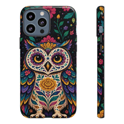Vibrant Purple and Teal Calavera Owl Phone Case - Multicolor Phone Case - iPhone 13 Pro Max / Glossy