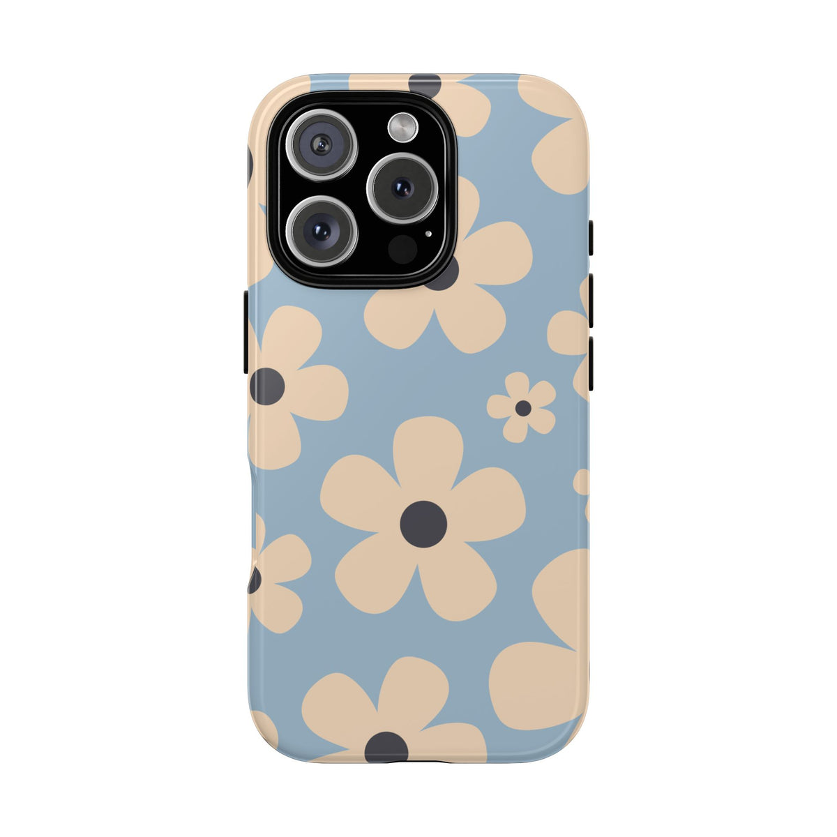 Cute Light Blue & Cream Daisy Pattern Phone Case - Blue Phone Case - iPhone 16 Pro / Glossy