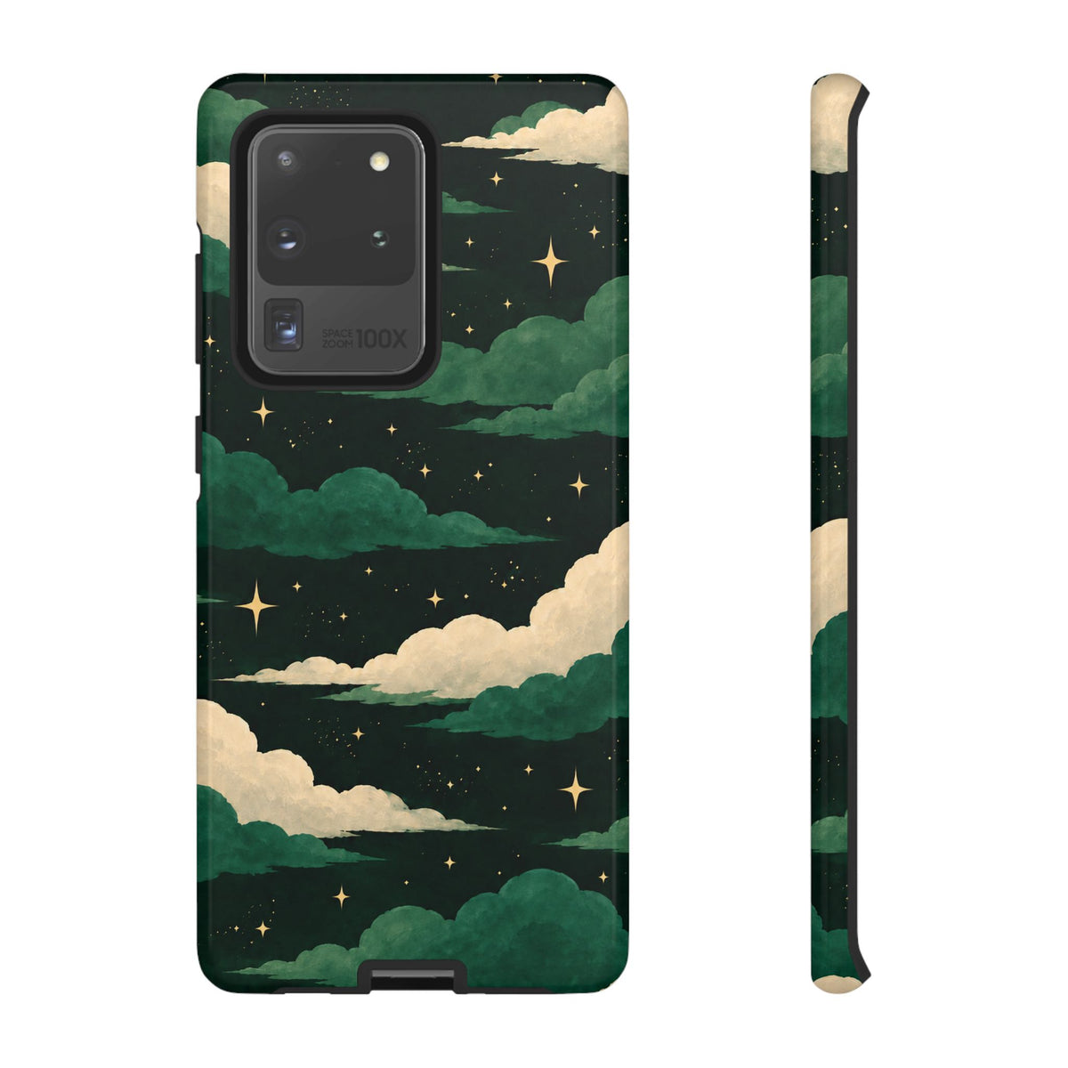 Illustrated Emerald Green Clouds & Stars Phone Case