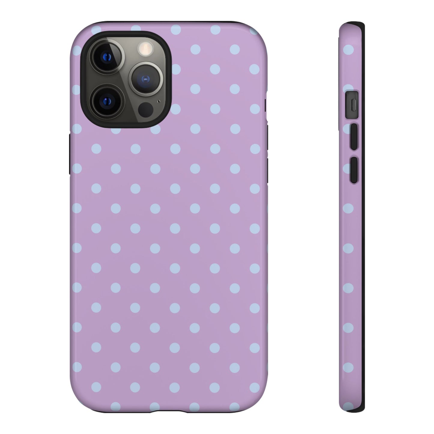 iPhone 12 Pro Max / Glossy Phone Case - Trendy Lilac & Ice Blue Dot Pattern Phone Case