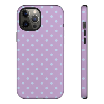 iPhone 12 Pro Max / Glossy Phone Case - Trendy Lilac & Ice Blue Dot Pattern Phone Case