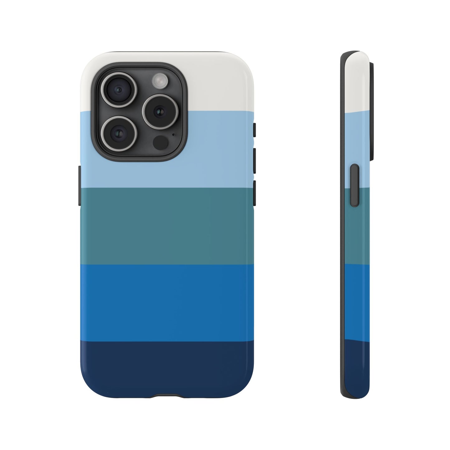 Blue and White Stripe Pattern Phone Case - Blue Phone Case - iPhone 15 Pro / Glossy