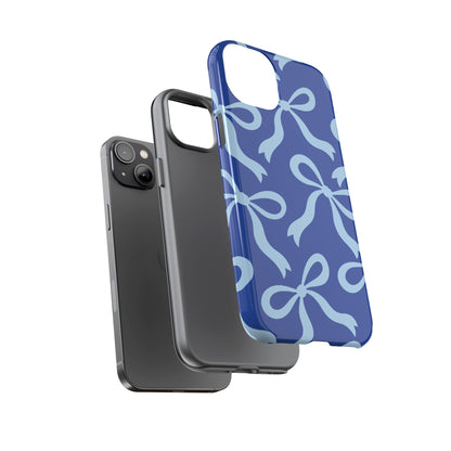 Bold Cobalt Blue and Powder Blue Bow Pattern Phone Case - Blue Phone Case