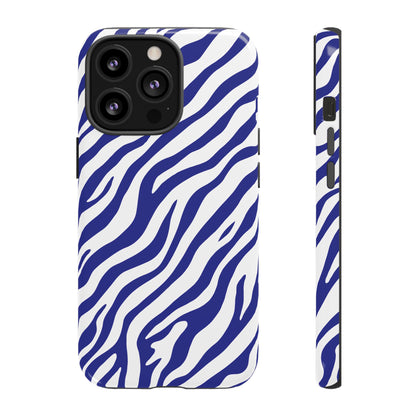 Stylish Electric Blue Zebra Print Phone Case