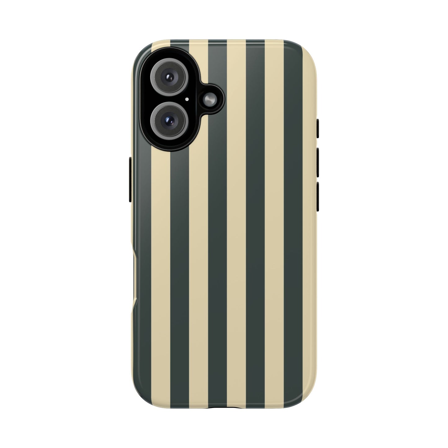 iPhone 16 / Glossy Phone Case - ’Green & Beige Stripe Pattern’ Phone Case