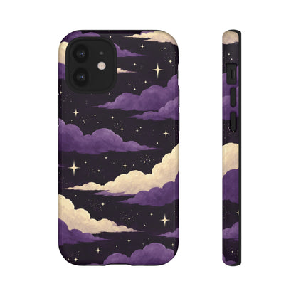 Illustrated Purple Clouds & Stars Phone Case