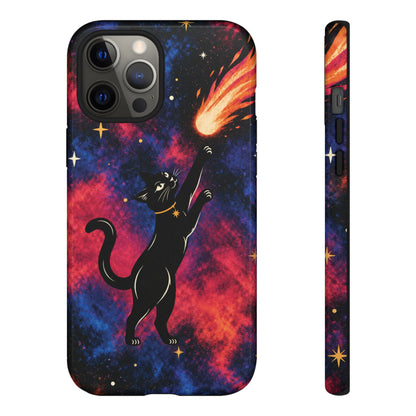 Whimsical Multicolour Celestial Black Cat Phone Case