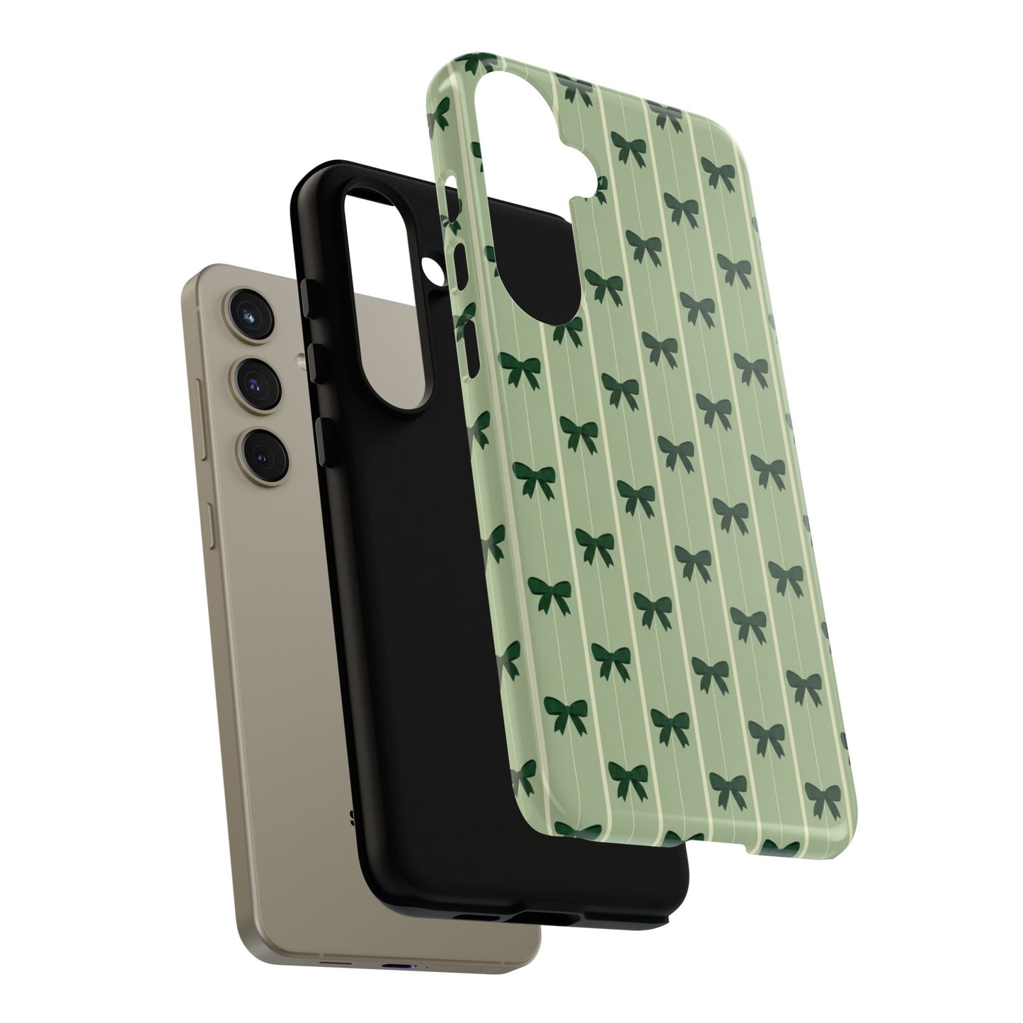 Retro Forest Green Bow Pattern Phone Case