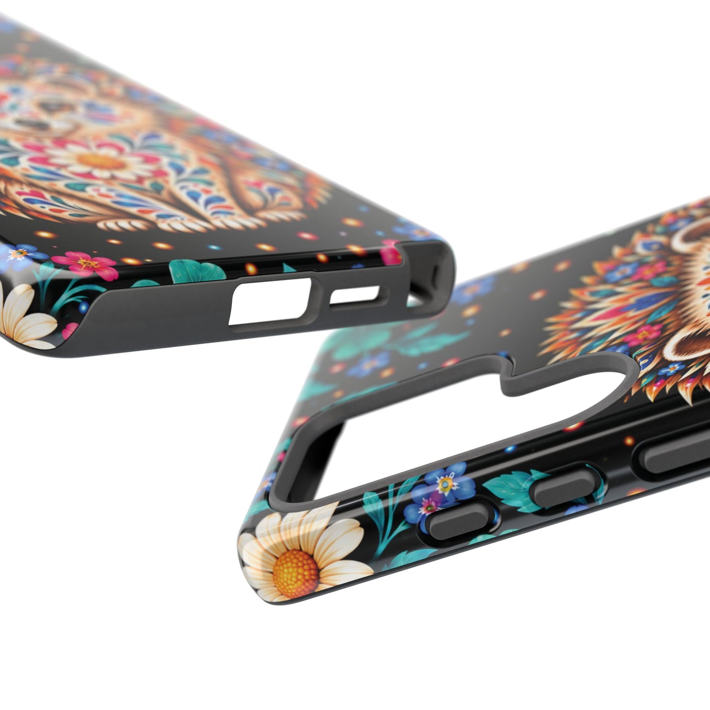Vibrant Orange and Turquoise Calavera Hedgehog Phone Case - Multicolor Phone Case
