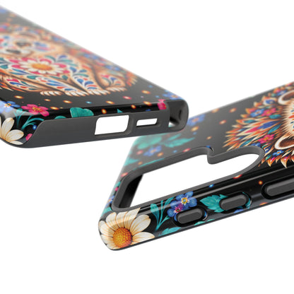 Vibrant Orange and Turquoise Calavera Hedgehog Phone Case - Multicolor Phone Case