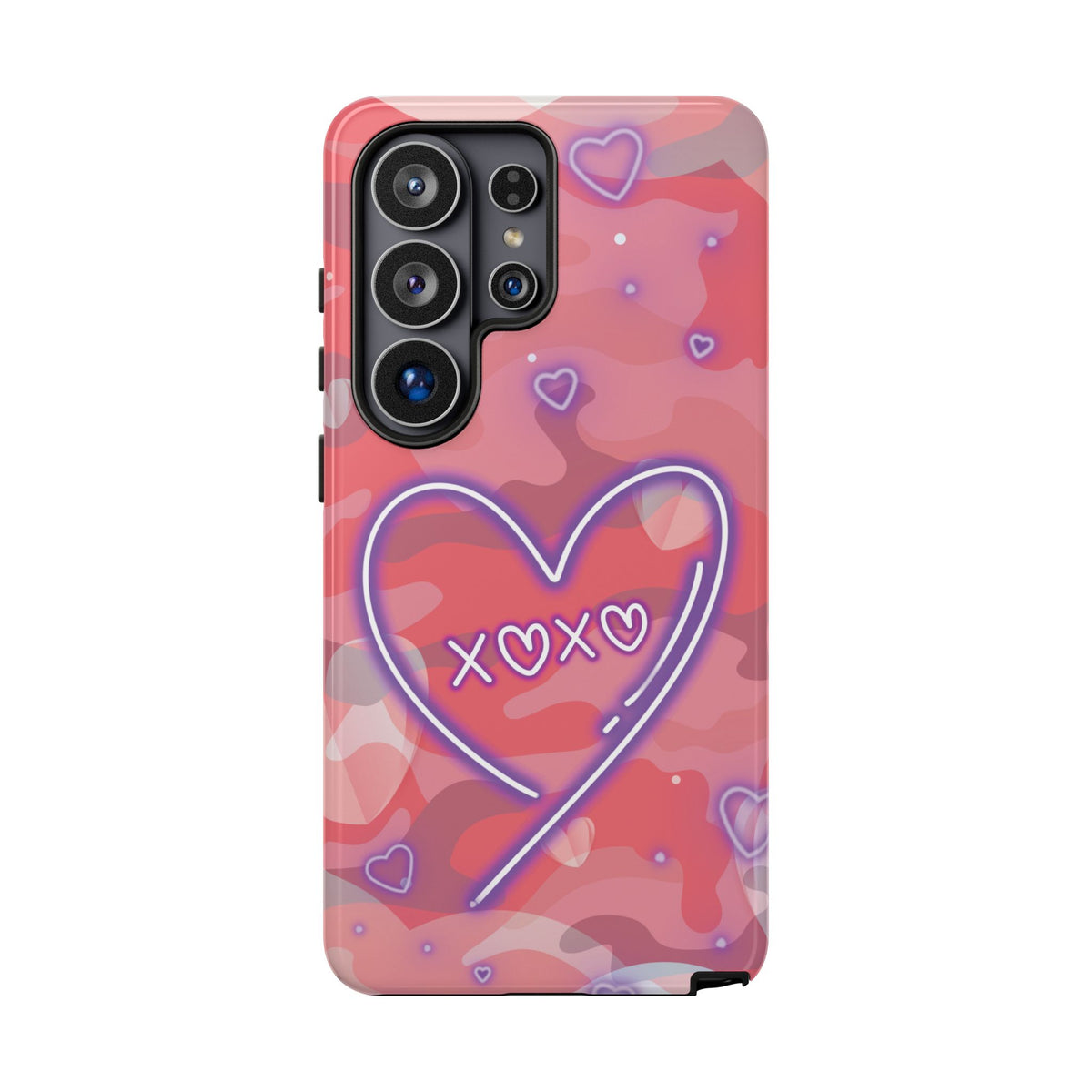 Love Heart Neon Camo Phone Case - Pink Phone Case - Samsung Galaxy S26 Ultra / Glossy