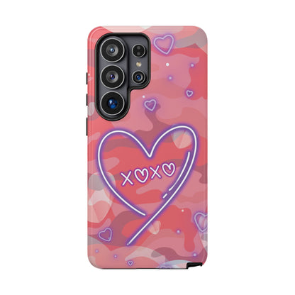 Love Heart Neon Camo Phone Case - Pink Phone Case - Samsung Galaxy S26 Ultra / Glossy