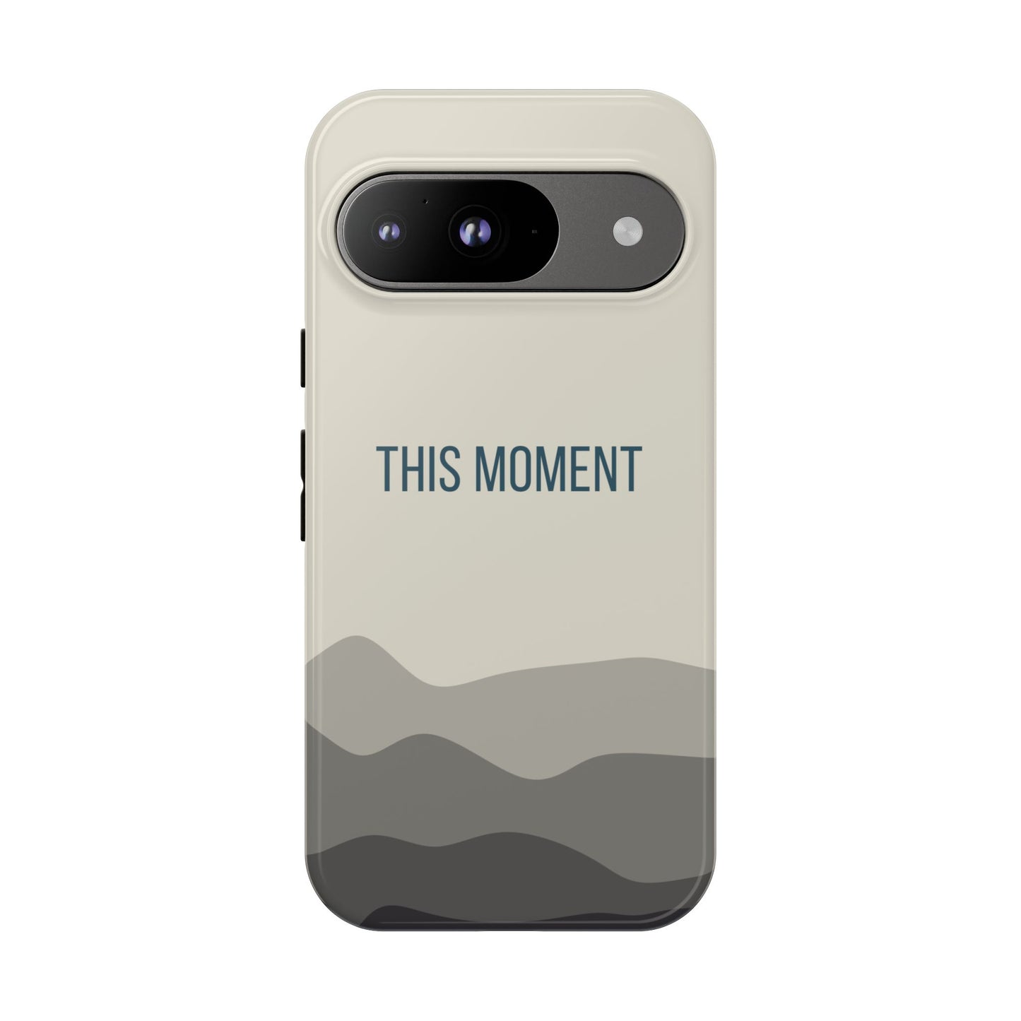 Google Pixel 9 / Glossy Phone Case - Minimalist Cream Waves ’This Moment’ Statement Phone Case