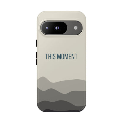 Google Pixel 9 / Glossy Phone Case - Minimalist Cream Waves ’This Moment’ Statement Phone Case