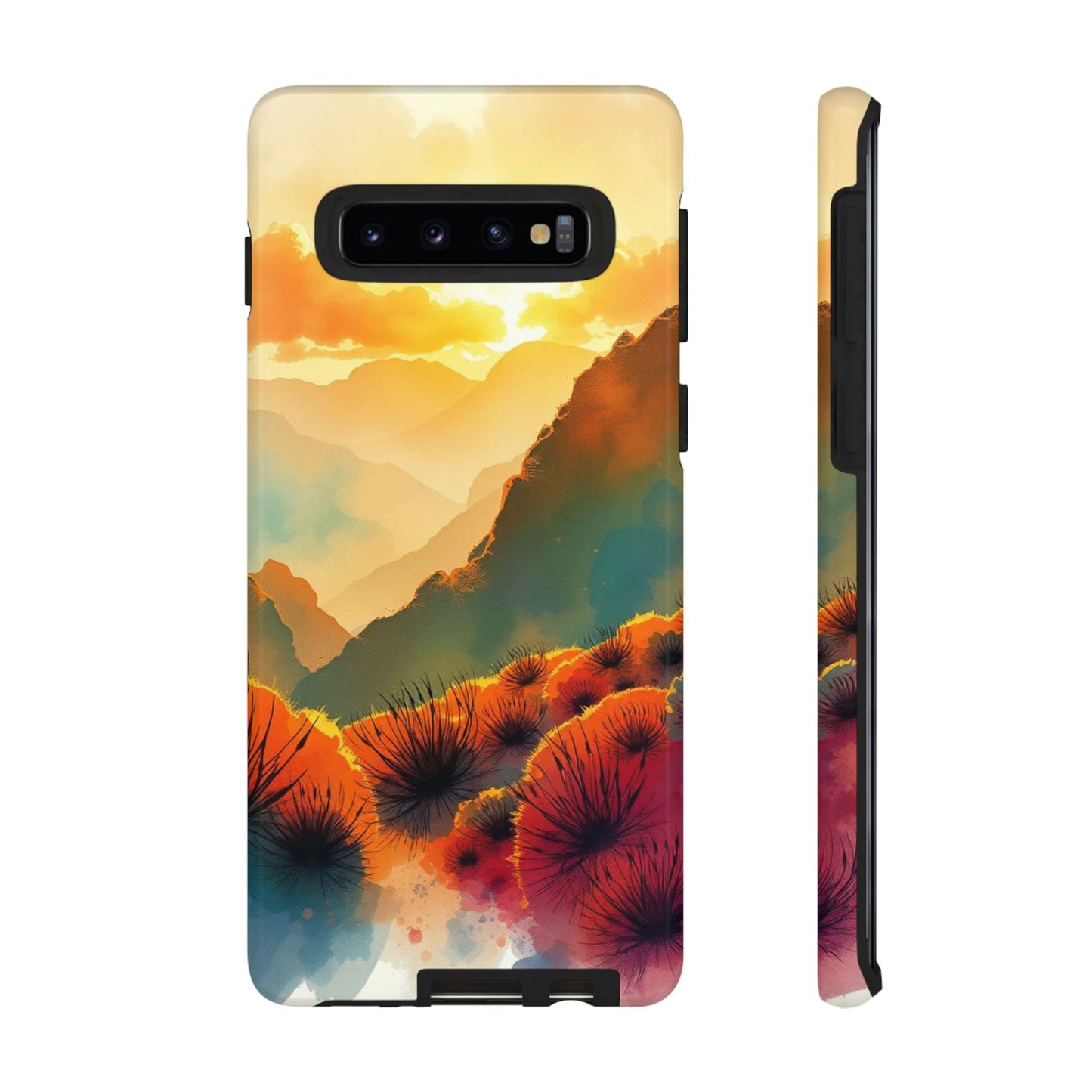 Samsung Galaxy S10 / Glossy Phone Case - Ideallic Watercolour Sunset Design Phone Case