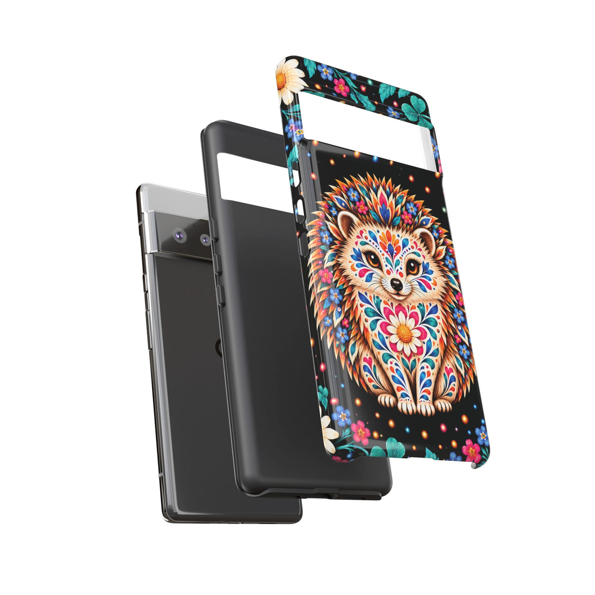 Vibrant Orange and Turquoise Calavera Hedgehog Phone Case - Multicolor Phone Case