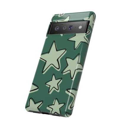 Forest Green Doodle Star Phone Case