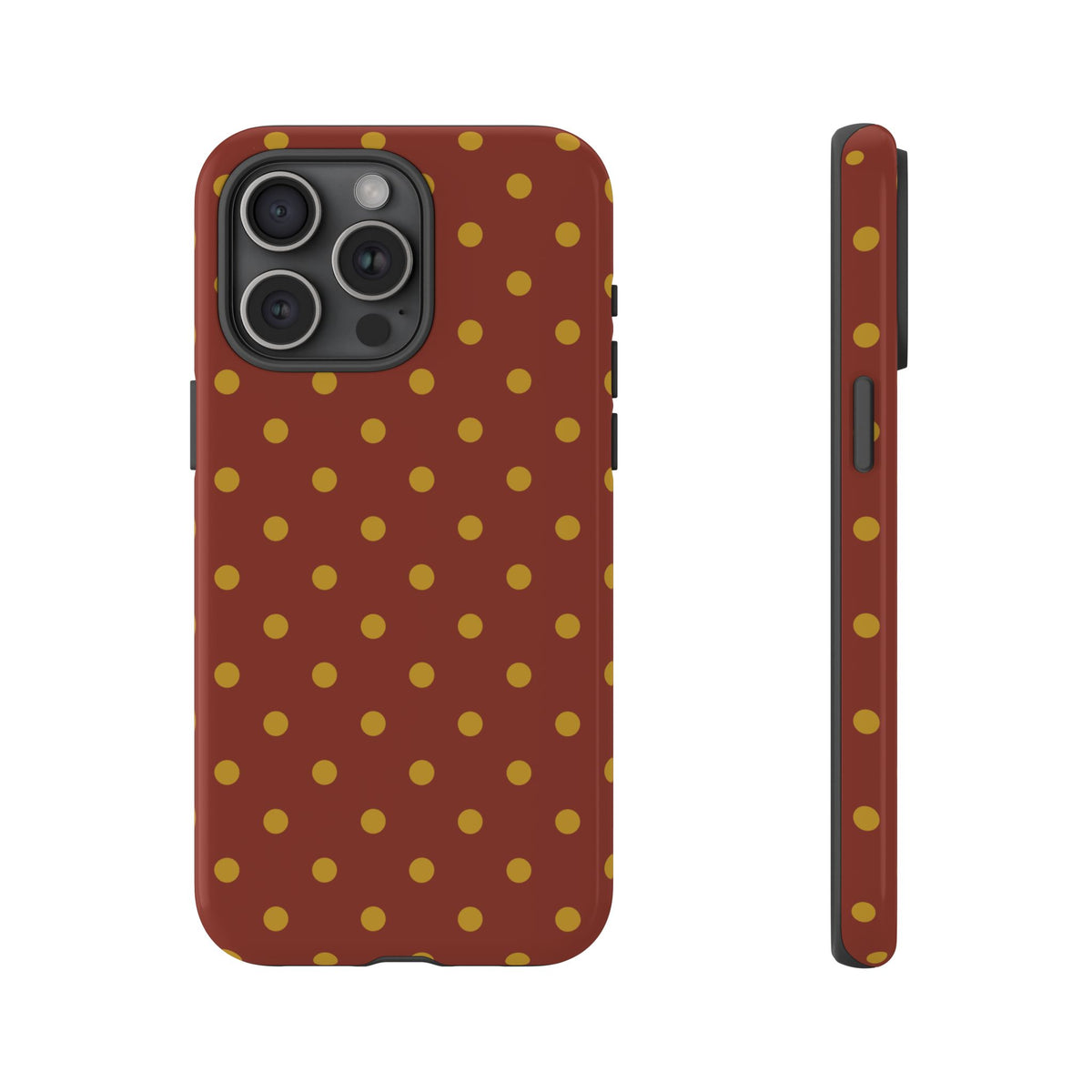 Trendy Brown & Mustard Dot Pattern Phone Case - Brown Phone Case - iPhone 15 Pro Max / Glossy