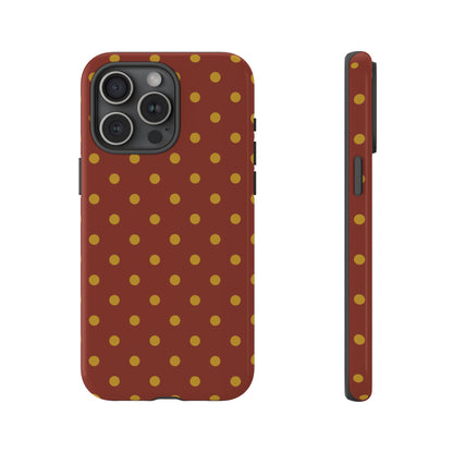 Trendy Brown & Mustard Dot Pattern Phone Case - Brown Phone Case - iPhone 15 Pro Max / Glossy