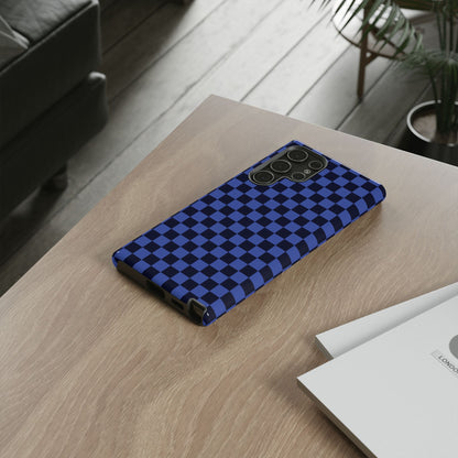 Bold Blue Small Checked Pattern Phone Case - Blue Phone Case