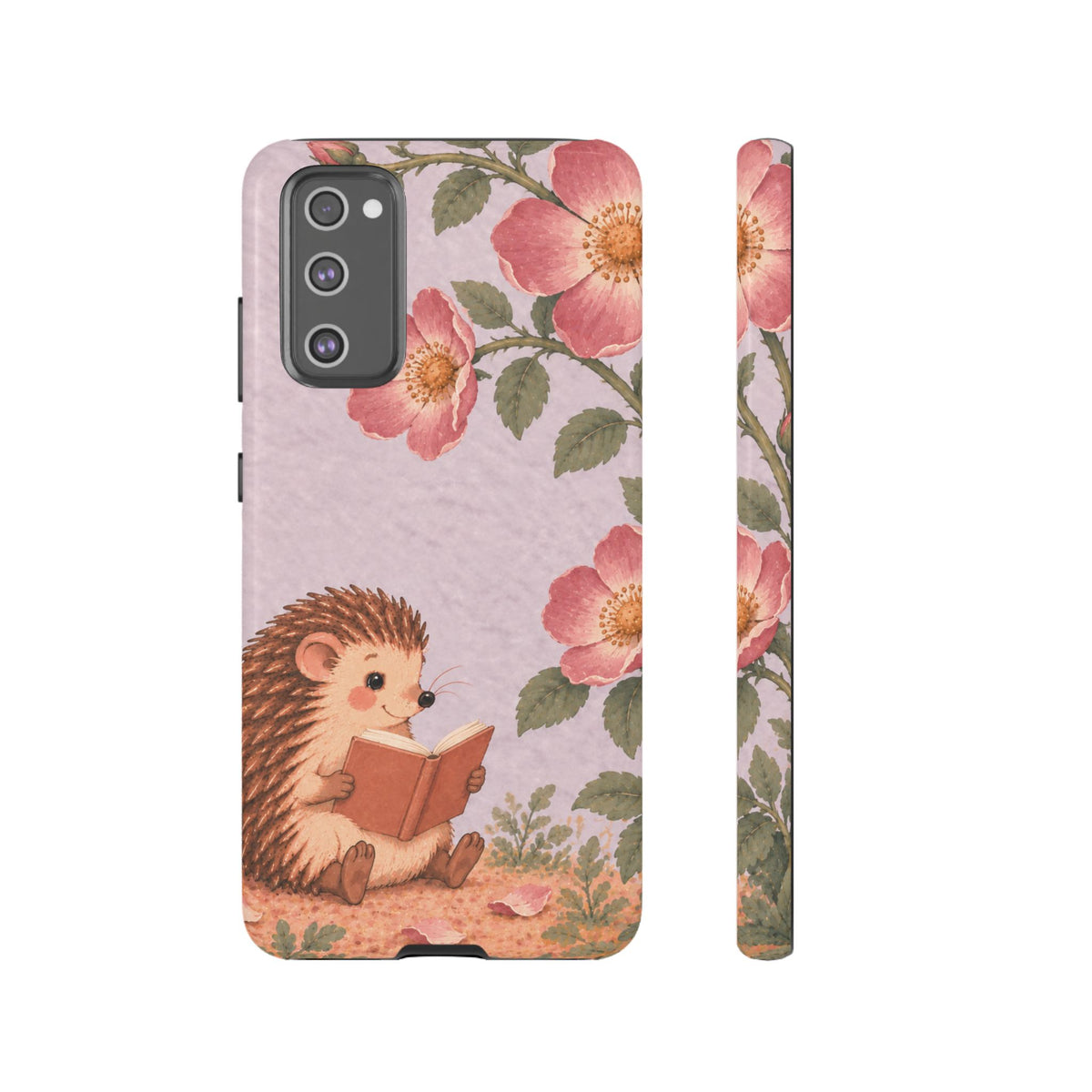 Whimsical Lilac Hedgehog and Wild Rose Phone Case - Purple Phone Case - Samsung Galaxy S20 FE / Glossy