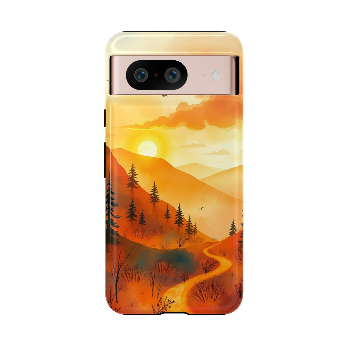 Google Pixel 8 / Glossy Phone Case - Golden Sunset Design Phone Case