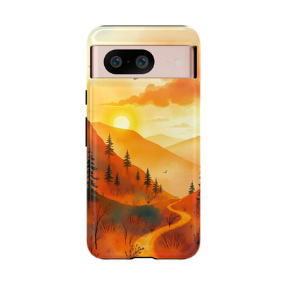 Google Pixel 8 / Glossy Phone Case - Golden Sunset Design Phone Case